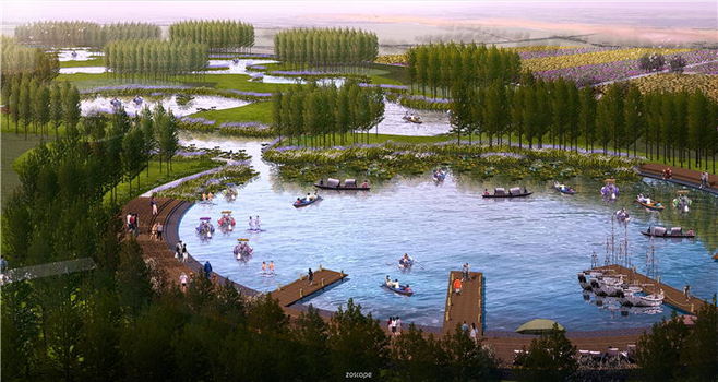 生態(tài)水廊道——城市生態(tài)綠肺公園景觀設(shè)計效果圖與生態(tài)園規(guī)劃